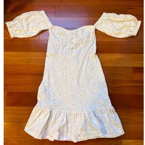 White Eyelet ASOS Off the Shoulder Dress